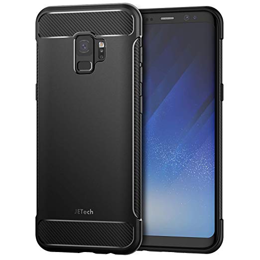 JETech Case for Samsung Galaxy S9, Protective Cover with Shock-Absorption and Carbon Fiber Design, Black