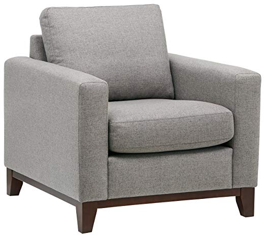 Rivet North End Wood Accent Living Room Arm Chair, 38"W, Grey Weave