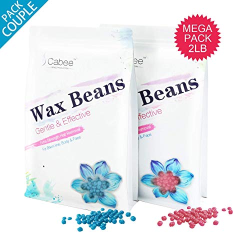 Hard Wax Beans Couple Set for Waxing - Painless Wax Beads Depilatory for Wax Warmer Kit - Stripless Brazilian Bikini for Women and Men (2lb, Rose, Chamomile)