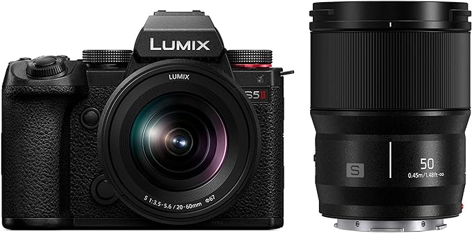 Panasonic LUMIX S5II Mirrorless Camera, 24.2MP Full Frame with Phase Hybrid AF, Active I.S. Technology, Unlimited Recording with 20-60mm F3.5-5.6 and 50mm F1.8 L Mount Lenses - DC-S5M2WK