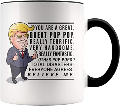 YouNique Designs Pop Pop Mug, 11 Ounces, Funny Trump Coffee Mugs, Pop Pop Cup from Grandkids