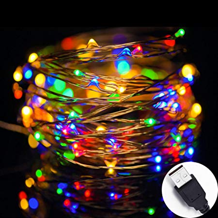 ProSense USB Copper Wire lights Fairy Strip 10M/33Ft 100leds Waterproof Starry Décor Rope Lights,Outdoor LED Strip Lights Garden Xmas wedding Christmas strip Lights (Muti-Color)