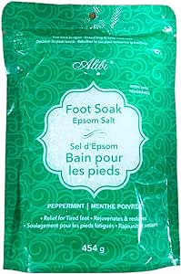 Epsom Salt Foot Soak 454g - Peppermint Epsom Salts for Soaking - Reliefs Rejuvenates and Restores Tired Feet -1 Lb - By Alibi Foot Care