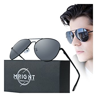 Men Military Classic Aviator polarized Sunglasses UV400 with A Sunglasses Case