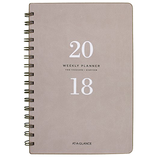 AT-A-GLANCE Weekly / Monthly Planner, January 2018 - January 2019, 5-3/4" x 8-1/2", Signature Collection, Gray (YP20008)