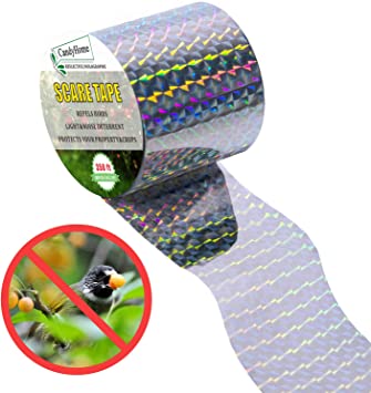 CandyHome Bird Repellent Scare Tape - 350 Ft Double Sided Reflective Bird Deterrent Tape for Grackles, Woodpeckers, Herons, Blackbirds, Pigeon Control and More, Sturdy & Ultra Strong