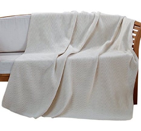 Ottomanson Bed Blankets Bedspread Plush Cotton Throw Soft Cotton Cozy Blanket Imported From Europe Cotton Blanket 50 L X 65 W Cream