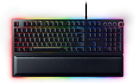 Razer Huntsman Elite (Purple Switch) - Clavier de Jeu avec commutateurs opto-mécaniques (contrôle Rotatif, Repose-Paume éclairé, RGB Chroma) Clavier AZERTY | Noir