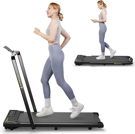 SupeRun 2 in 1 Under Desk Treadmill, 3.0HP Folding Treadmill with 300 LBS for Home, Portable Compact Walking Pad with 12 Programs