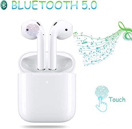 Bluetooth 5.0 Wireless Earbuds 3D Stereo Bluetooth Headphones IPX5 Waterproof Pop-ups Auto Pairing Fast Charging in-Ear Headsets,for Airpods Pro/Apple/Android Sports Bluetooth Earbuds