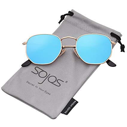 SOJOS Small Square Polarized Sunglasses for Men and Women Polygon Mirrored Lens SJ1072 SJ1077