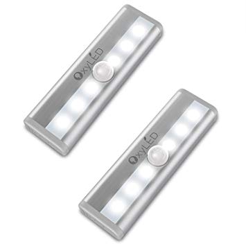 Mini Motion Sensor Closet Light, OxyLED LED Under Cabinet Lighting, 4 LED Wardrobe Light, LED Safety Light, Cupboard Lighting, Locker Light, 4 Inch LED Light Bar(2 Pack)