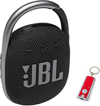 JBL Clip 4 Portable Bluetooth Speaker - Waterproof and Dustproof IP67, Mini Bluetooth Speaker for Travel, Outdoor and Home w/ 1 LED Flashlight Key Chain (Black)