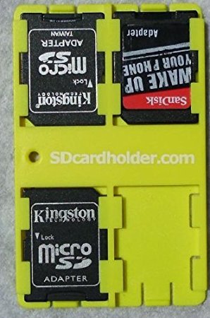 SD Card Organiser Credit Card Size Secure Digital Memory Card Case (Yellow)