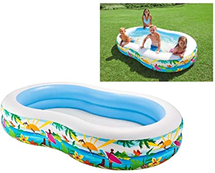 Intex Swim Center Paradise Inflatable Pool, 103" X 63" X 18", for Ages 3