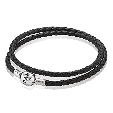 Pandora 590705CBK-D1 13.8 Inch Double Black Leather Bracelet