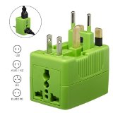 Universal Travel Adapter 2 Universal Sockets Covering More Than 150 Countries - US UK EU AU - Green