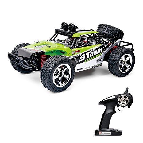 Vatos RC Car Off Road High Speed 4WD 40km/h 1:12 Scale 50M Remote Control 15 Mins Playing Time 2.4GHz Electric Vehicle Buggy Truck with LED Night Vision (Li Battery&USB Charger Cable Included) (GREEN)