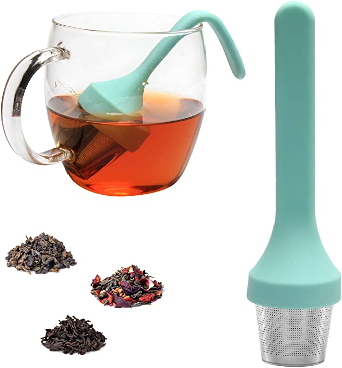 Fenshine Tea Infuser, Silicone Handle Stainless Steel Tea Strainer Loose Tea Steeper Extra Fine Mesh Tea Filter for Loose Leaf Tea or Herbal Tea