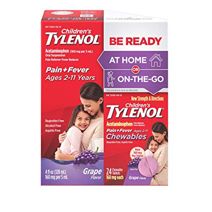 Children's Tylenol Pack, Liquid (4 fl. oz) and Chewables (24 ct), Pain   Fever Relief, Grape Flavor