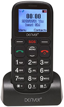 Denver Big Button GSP-120 Senior Mobile Phone with SOS Quick Call Button, SIM Unlocked, Torch And Radio