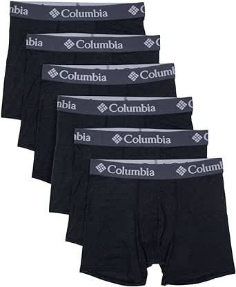 Columbia Men's Polyester Spandex Boxer Brief 6 Pack Underwear