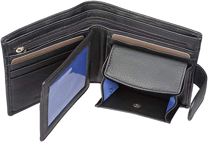 Mens Black Wallet Mala Leather Origin Wallets RFID 8 Card Slots Coin Pocket