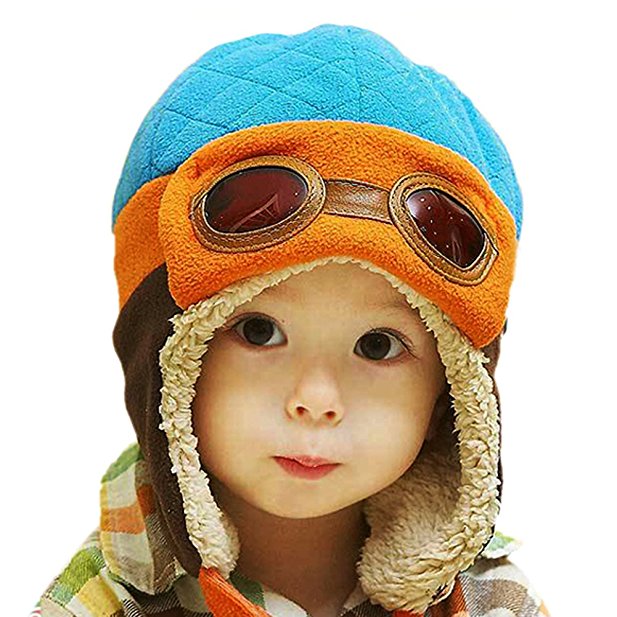 PanDaDa Baby Girls Boys Hats Winter Warm Cap Hat Beanie Pilot Aviator Crochet Earflap