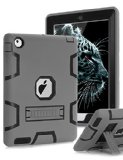 Topsky High Impact Resistant Hybrid Three Layer Armor Defender Full Body Protective Case for iPad 2iPad 3iPad 4 Bundle with Stylus Pen Screen Protector and Cleaning Cloth - Grey Black