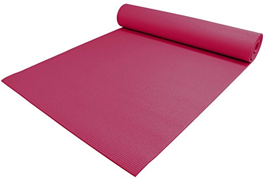 YogaAccessories (TM) 1/4'' Extra Thick High Density Yoga Mat - 74" Length (Maroon)