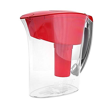 Brita 6-Cup Amalfi Pitcher up to 40 gallons of water (Red)