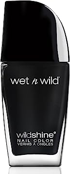 Wet 'n' Wild Wild Shine Nail Color, Nail Polish with No Formaldehyd, Toluene and Phthalates, Long-lasting and Quick-drying Formula, Black Crème, 12 ml (Pack of 1)