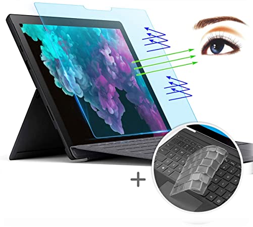 CaseBuy Surface Pro 7 Screen Protector -Anti-Glare Blue Light Filter for Microsoft Surface Pro 7 12.3 Inch 2019 / Surface Pro 6/5, Surface Pro Screen Protector with Ultra Thin Keyboard Cover