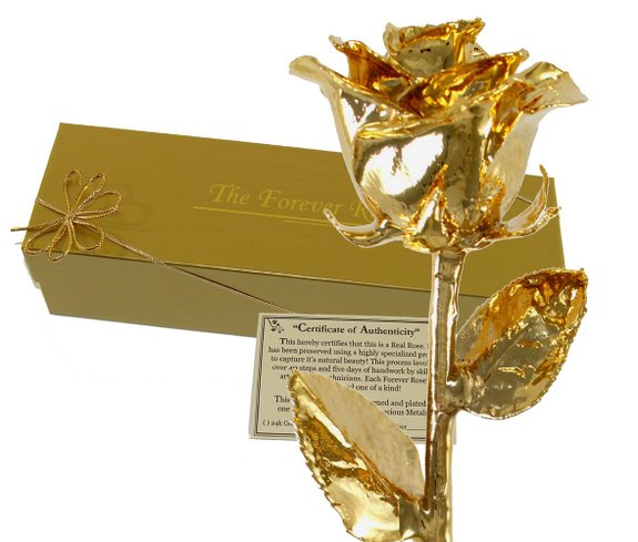 24K Gold Dipped Real Rose w Gold Gift Box