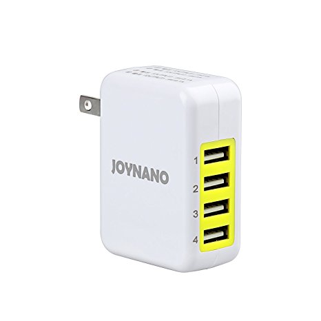 JoyNano 21W 4-Port USB Travel Charger 5V 1A 2.1A Folding Plug for iPhone iPad, Samsung Galaxy, HTC, Motorola, Smart Phones, Tablets and More - White