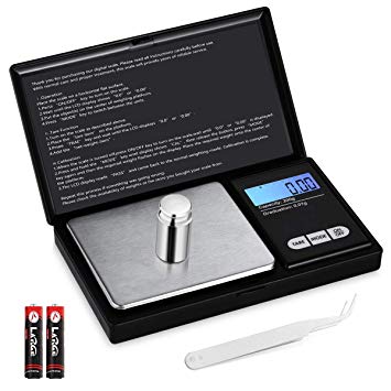 [2019 New] KeeKit Digital Mini Scale, 200g 0.01g Pocket Scale with 7 Units, Portable Travel Scale with 100g Calibration Weight, Tare & LCD Backlit Display for Food, Jewelry, Medicine(Battery Included)