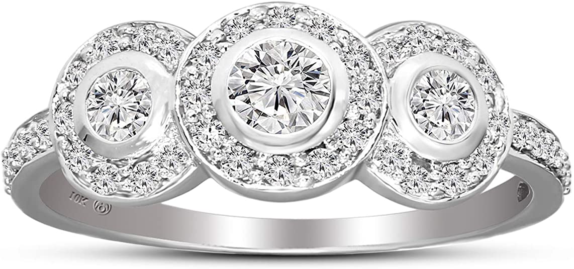 100% Pure Diamond Ring Luxury Trilogy Diamond Ring 3/8 ct IGI Certified Lab Grown Diamond Engagement Rings For Women Lab Created 10K White Gold Real Diamond Band Rings
