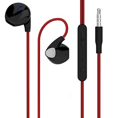 Earphones, Uiisii U1 In Ear Headphones with Microphone and Volume Control, Cute Earbuds for iPhone 6 6S 6 Plus, iPod, iPad, Samsung S6 S5, HTC, LG G4 G5, Smartphones, MP3 Players (Red)