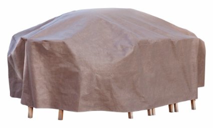 Duck Covers Elite Rectangle / Oval Patio Table & Chair Set Cover with Inflatable Airbag to Prevent Pooling, 109-Inch