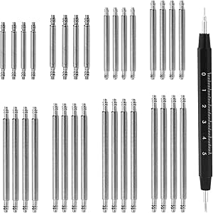 33 PCS Watch Band Pins Replacement Kit, Watch Spring Bar Tool Kit Watch Band Tool with Heavy Duty Stainless Steel Watch Band Pins Spring Bar Removal Tool Watch Band Repair Tool Kit (8 Sizes)