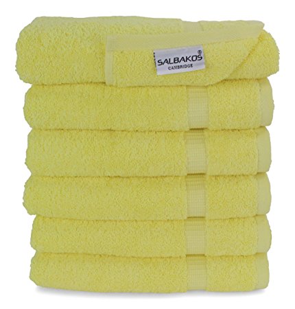 Turkish Luxury Hotel & Spa 16"x30" Hand Towel Set of 6 Turkish Cotton - Organic Eco-Friendly (Hand Towels, Yellow)