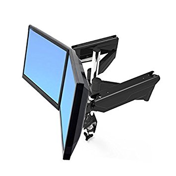 Suptek Dual Arm Full Motion LCD Stand Desk Mount for 10''-30'' Samsung/lg/hp/aoc/dell/asus/acer Computer Monitor with Gas Spring Arm ,With Clamp or Grommet Desktop Support MD5422B