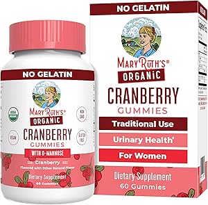 Organic Cranberry Gummies by MaryRuth's | Cranberry Supplement | Urinary Tract Health for Women | with D Mannose | 500mg Cranberry | Traditional Use | USDA Organic | Vegan | Non GMO | 30 Servings