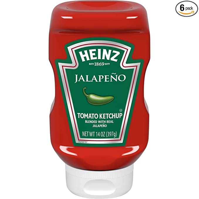 Heinz Ketchup with Jalapeno (14oz Bottles, Pack of 6)
