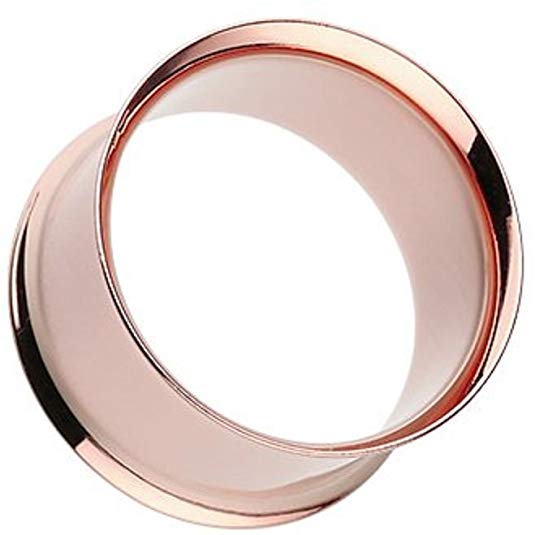Double Flared WildKlass Flesh Tunnels Rose Gold IP Over 316L Surgical Steel (Sold as a Pair)