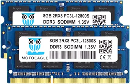 Motoeagle DDR3L-1600 SODIMM 16GB Kit (2x8GB) PC3L-12800S 8GB 2Rx8 PC3 12800S DDR3 1600MHz RAM 1.35V/1.5V CL11 204-Pin Non-ECC Unbuffered Laptop Memory