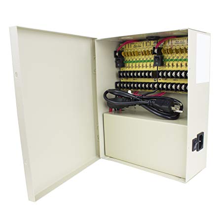 R-Tech 18 Port DC12V 12A Power Supply Distribution Box (for CCTV Security Surveillance Cameras) - PTC Protected