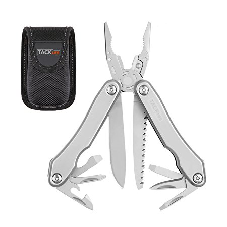 Tacklife 12 in 1 MultiTools, Advanced Stainless Steel MPY04 Multi-Plier with Knife, Needle Nose Pliers, Wire Cutter, Saw File, Screwdriver and More, Nylon Sheath Included