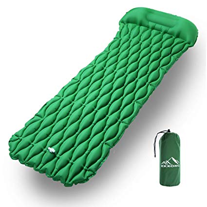 EKKONG Inflatable Sleeping Pad, Ultralight Sleeping Mat, Lightweight Small Packing Airbed for Camping, Outdoor, Travel, Hiking, Beach