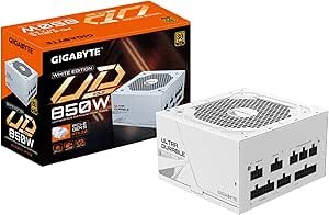 GIGABYTE GP-UD850GM PG5W - PCIe5.0 Ready - ATX3.0-850W 80 Plus Gold Certified - Fully Modular Power Supply - Japanese Capacitors